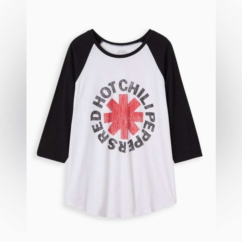 Torrid Red Hot Chili Peppers White Classic Fit Raglan Tee Women’s Plus Size 6x